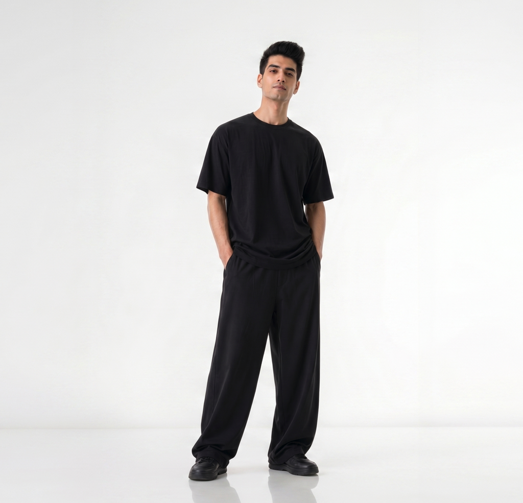 Black Drop Shoulder Oversized Tee