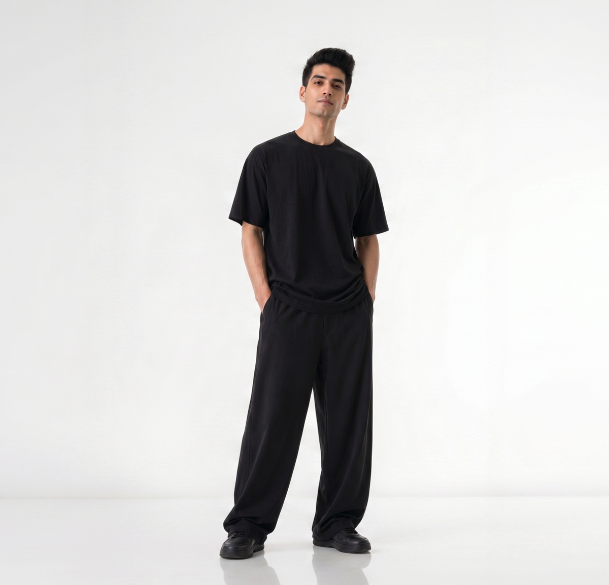 Black Drop Shoulder Oversized Tee