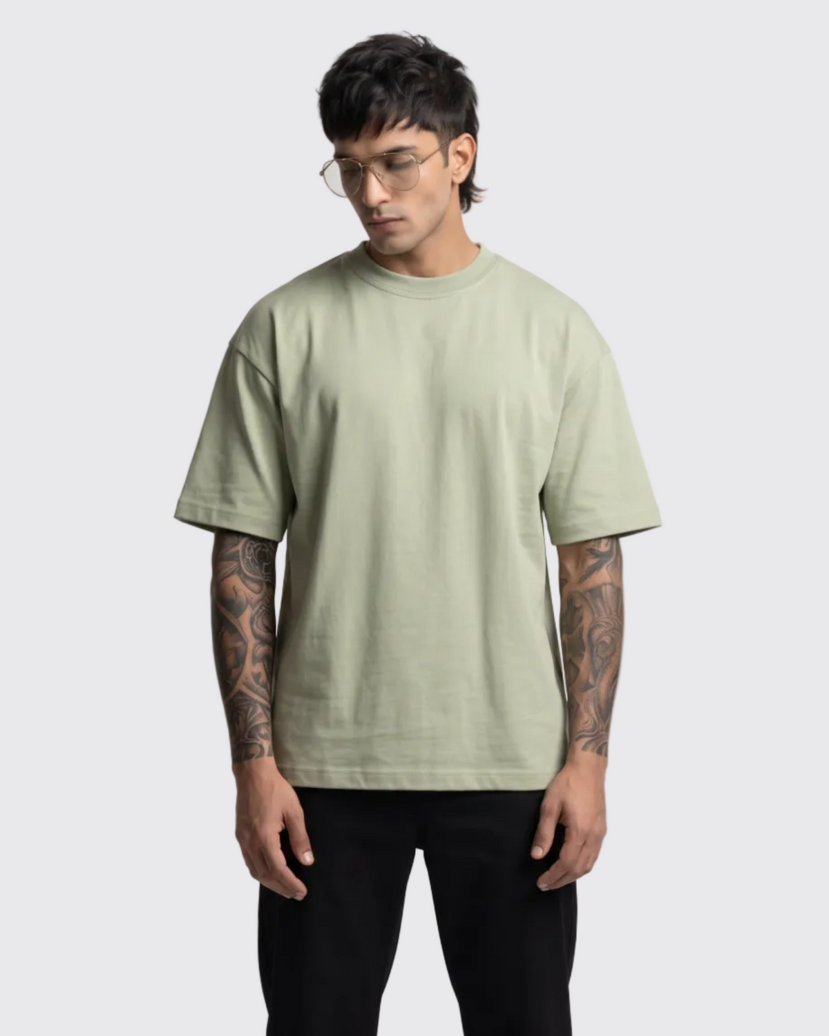 Muted Olive Drop Shoulder Oversized Tee