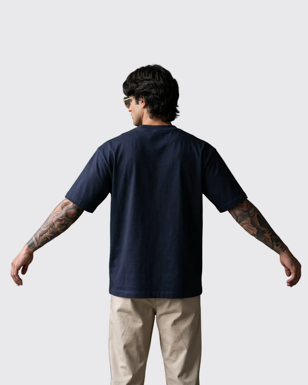 Navy Blue Drop Shoulder Oversized Tee