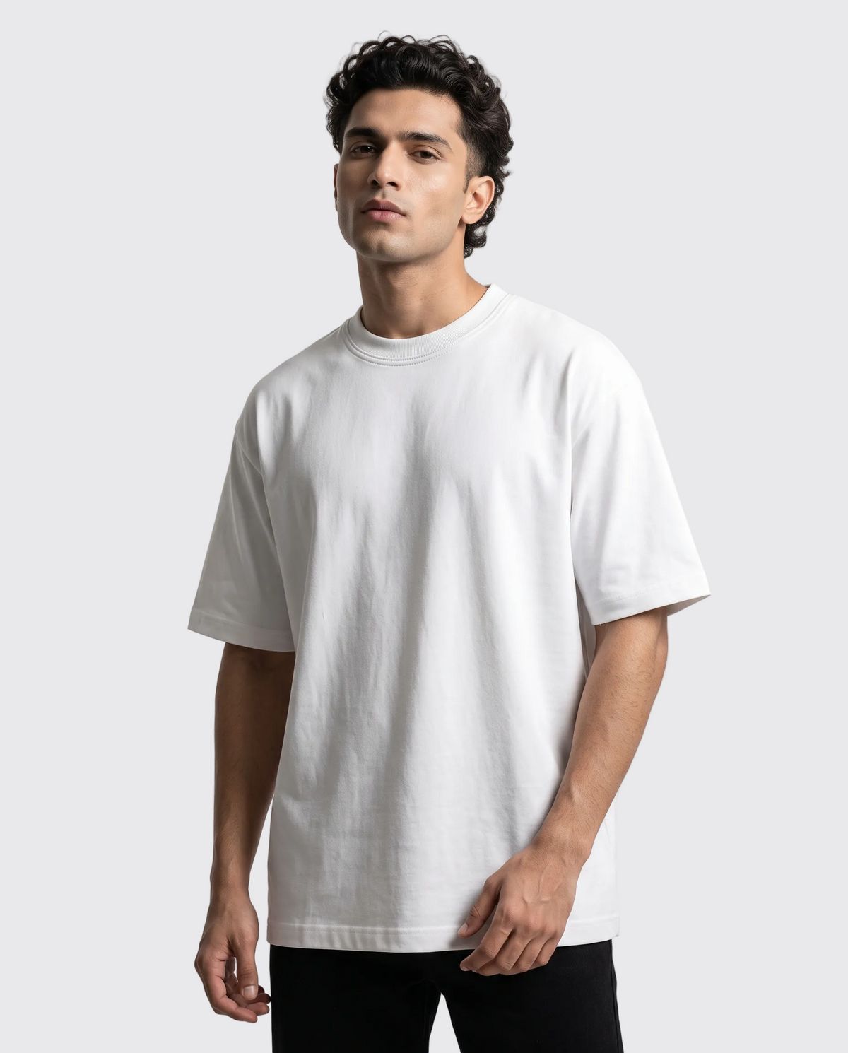 White Drop Shoulder Oversized Tee